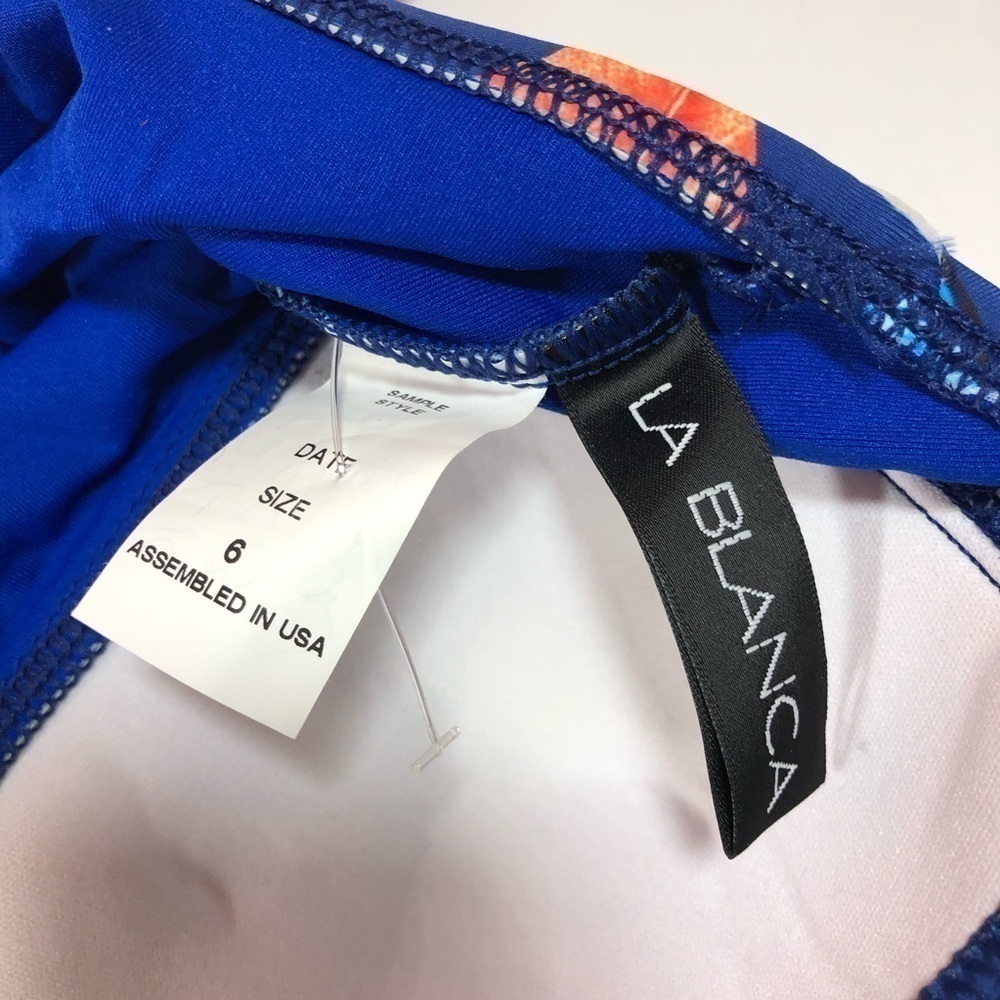 New La Blanca Blue Tropical Sweetheart One Piece 6 - Picture 9 of 11